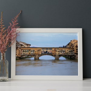 Ponte Vecchio, Affiche vue de Florence, affiche photo Italie, Photo architecture voyage, affiche grand format, art mural, décoration murale