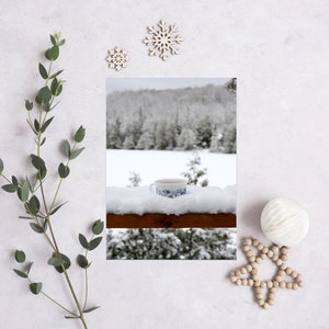 Café glacé - Affiche décorative pour la cuisine - Cadeaux pour les accros du café - Décoration de cuisine - Café au chalet en hiver