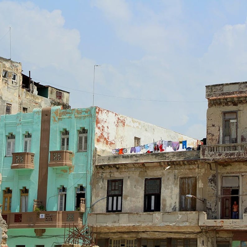 Colorful home decor Large travel wall art Cuba photography Havana photography Gallery wall decor Havana print set Square prints