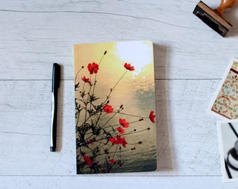 A5 Softcover Notebook with Red Poppies: Flower photography inspiring travel journal