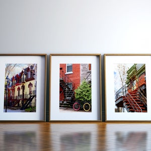 Montreal photography Bicycle art print Christmas gift for him Colorful house art print Bicycle city poster Colorful office decor image 8