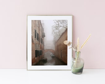 Photographie Venise dans la brume, Photo grand format, Canal Venise, Affiche photo voyage, Photo Italie, Cadeau romantique, Venise en hiver