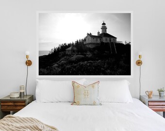 Black and white lighthouse print - Lighthouse art poster - Brandy Pot Island Fleuve St Laurent - Canadian landscapes - Canadian heritage art