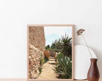 Mallorca art print - Flower pot palm trees print - Garden decor - Boho decor - Majorca Spain wall art - Europe travel photography poster