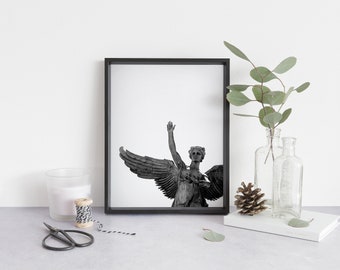 Montreal black and white photography print - Black & white wall decor - Angel statue - Angel fine-art print - Large wall poster - Home gift