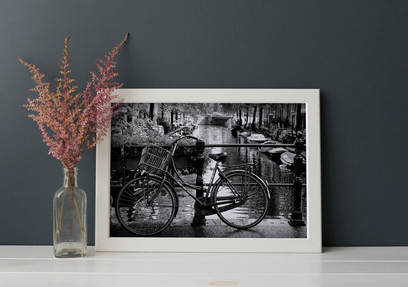 Amsterdam Bicycle Print: Black & White Fine-Art Photography, Travel Poster, Bicycle Wall Art image 5