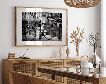 Amsterdam photography - Black and white fine-art photography - Black & white Amsterdam bicycle photo - Bicycle wall art - Amsterdam wall art