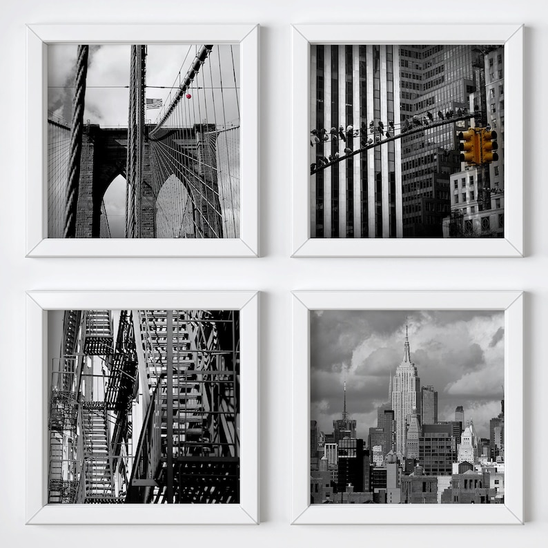 Black & white New York wall art print set Unisex Christmas | Etsy