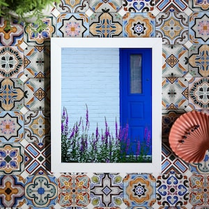 Porte bleue avec lavande - Photographie Montréal - Affiche photo de portes - Affiche photo Montréal grand format - Photo architecture