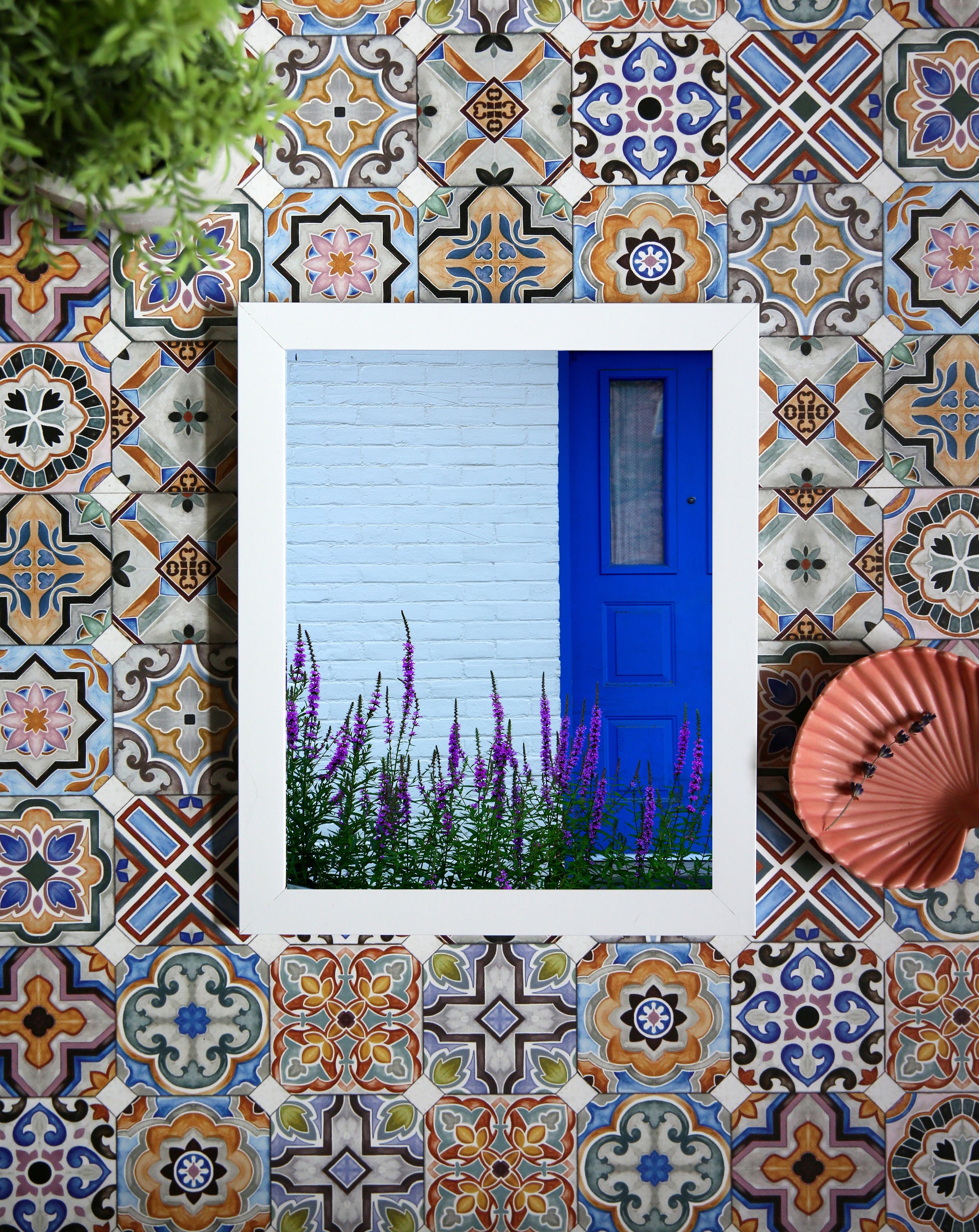 Montreal photography, Blue door print, Colorful house art, Housewarming gift, Door with lavender flowers, Colorful door print, Doorway photo