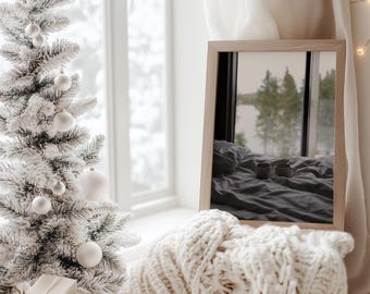Breakfast in Bed Coffee Print: Coffee Poster, Kitchen Wall Art, Winter Cabin Decor