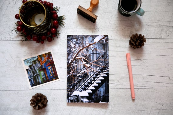 Softcover Notebook: Winter in Montreal Photography, Walk-Ups in Snow