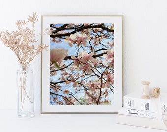 Magnolia Flower Photography Art Print: Boho Bedroom Wall Decor, Floral Poster, Custom Giclee Print