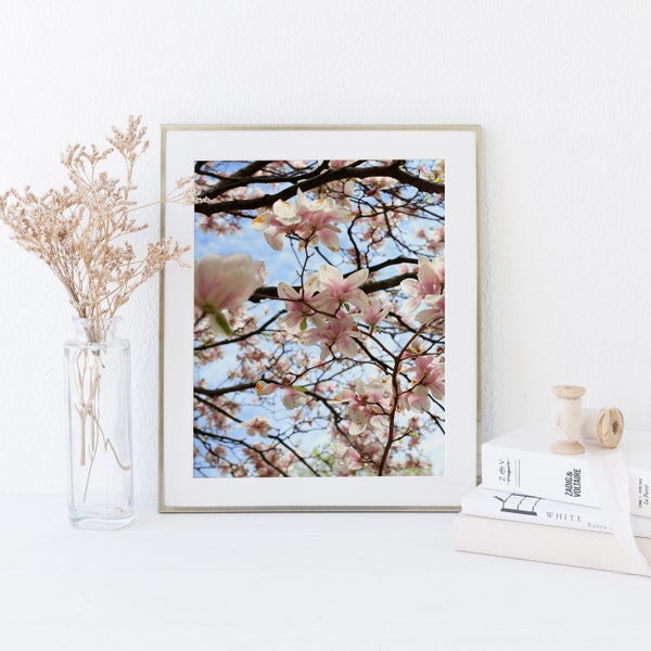Magnolia botanical art print - Flower photography poster - Floral wall art - Boho wall decor - Bedroom wall art - Inspirational Wedding gift