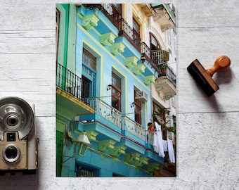 Old Havana photography - Hanging Laundry print - Colorful home office decor - Eclectic living room wall art -Cuba poster- Laundry room decor