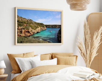 Mallorca beach photography print - Mallorca Spain beach wall art - Coastal bedroom decor - Mediterranean decor - Mallorca Spain landscape