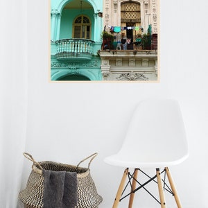 Havana photography Cuba photography Havana print Laundry wall art Turquoise house Laundry room Hanging linen Home office decor image 5