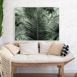 Palmier art mural boho - Photographie feuilles de palmier - Art mural sur toile, plexiglas, métal (aluminium) ou bois avec cadre flottant