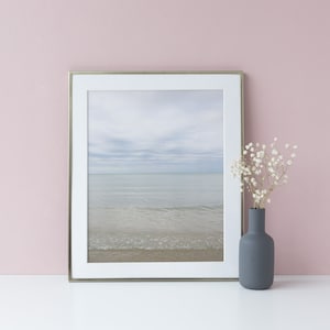 Abstract beach poster print, Beach photography giclee print, Coastal art, Sandbanks photography, Cottage bedroom decor, Lakeside living room