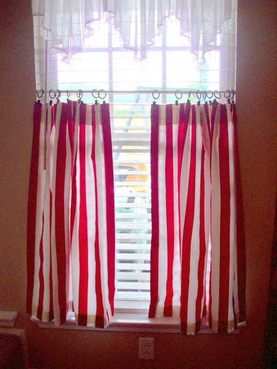 Items similar to Striped Kitchen cafe curtains 2 panels/ Tiers