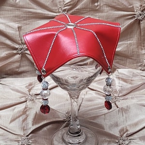 Wine Glass Covers/Beverage Covers Red  w/rhinestones