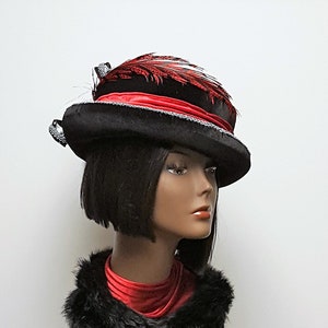 Black and Red Velvet Hat