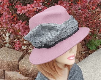 wool felt hat, womens hats, mauve hats cloche hats