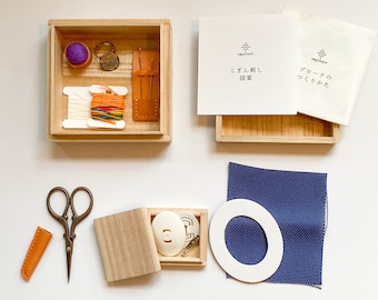 Kogin Kit for beginner that Small and all-in-one  Sewing Set