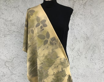 FOLIAGE scarf, merino wool with ECOPRINT print. Unisex