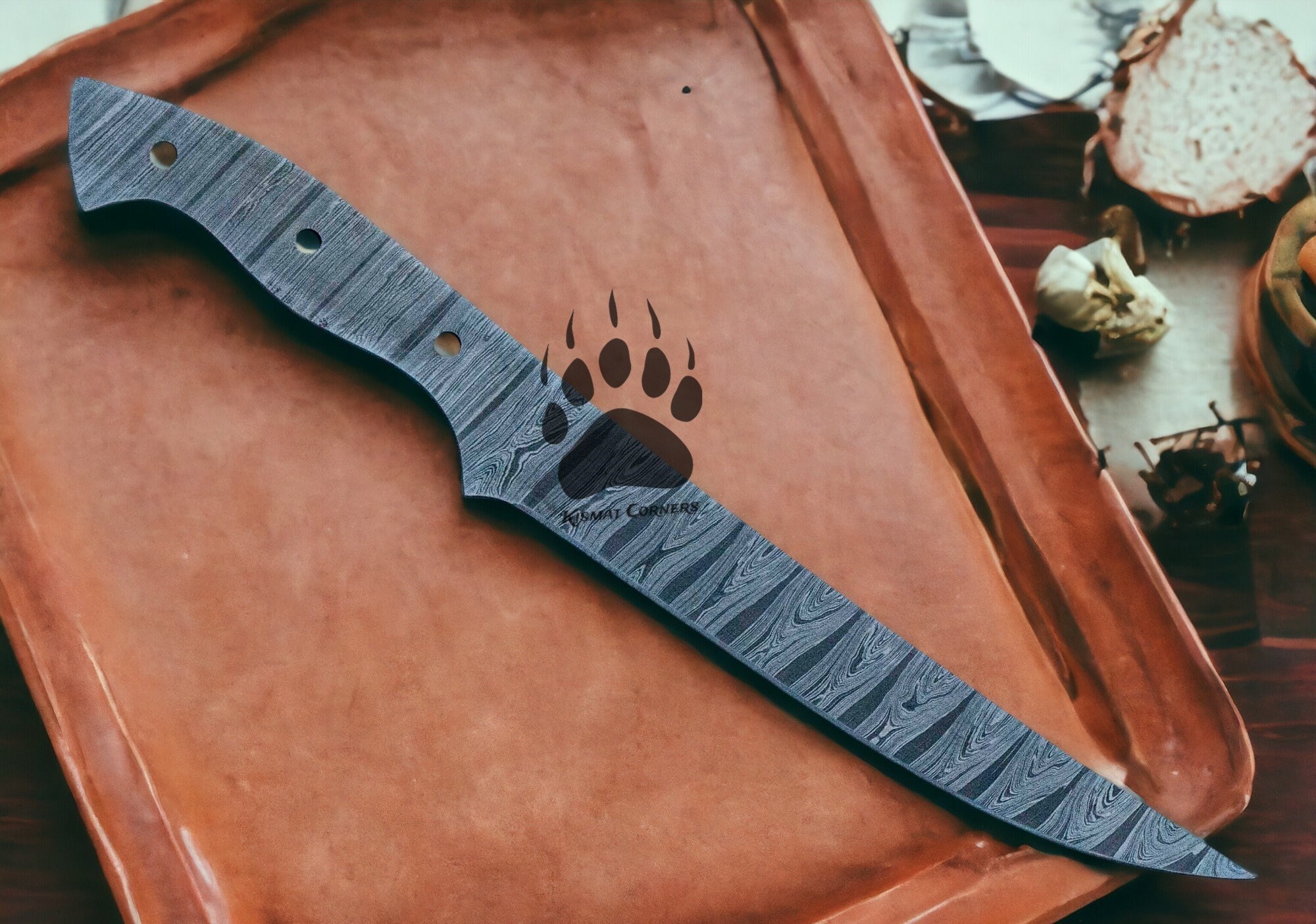 Hand Damascus Fillet Knife, Blank Blade Knife, BBQ Knives