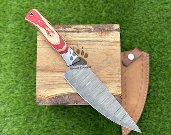 Hand Forged Damascus Steel Chef Knife,Kitchen Knife,Fillet Knife,Japanese Chef Knife,Steak Knife, BBQ Knife, Birthday & Groomsman Gift