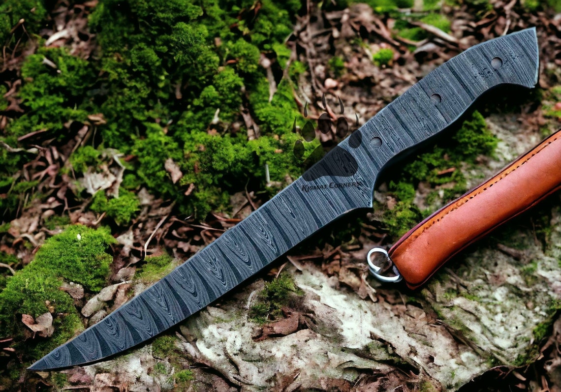 Hand Damascus Fillet Knife, Blank Blade Knife, BBQ Knives