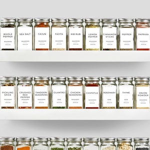 SpiceLuxe 6 oz Empty Spice Jar Set - Choose Color - Square Glass Spice Bottles, PERSONALIZED Labels , Shaker Tops, and Funnel FREE SHIPPING