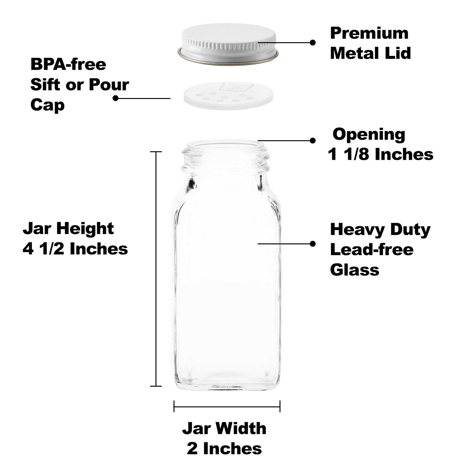 Spiceluxe 6 Oz Empty Spice Jar Set Choose Color Square Etsy