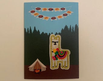 Alpaca  / llama embroidery patch Birthday Card / llama iron on patch / alpaca iron on patch