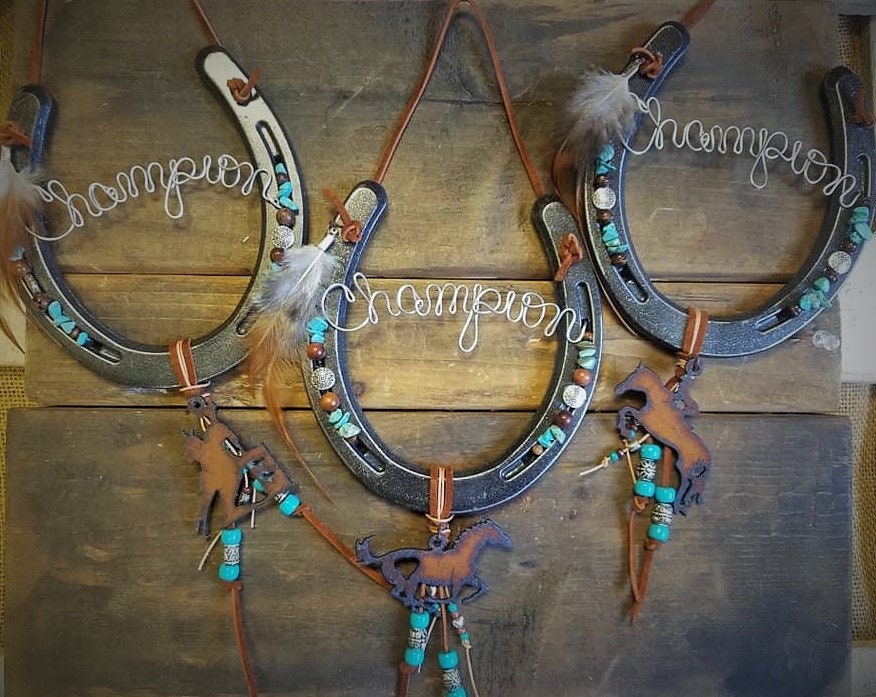 Horseshoe Decor Decorated Horseshoe Trophy Awards Cowgirl Etsy