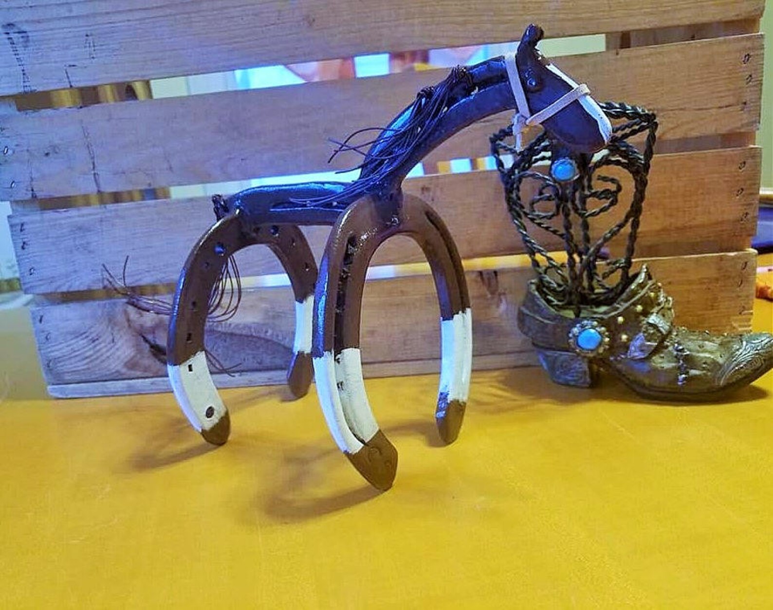 Horse Statue Horseshoe Decor Horseshoe Art Horse Gift Etsy