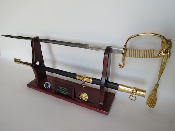 Military Officer Saber Sword Desktop Display - Cherry, Oak or Walnut