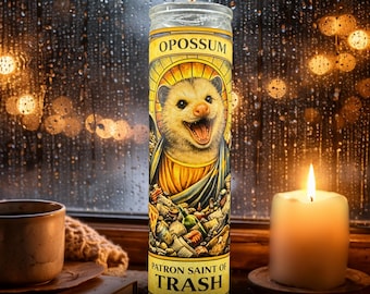 Patron Saint of Trash Opossum Candle | Trash Goblin Gift | Opossum Lover Gift | Meme Candle | Weird Funny Decor | Possum Gift