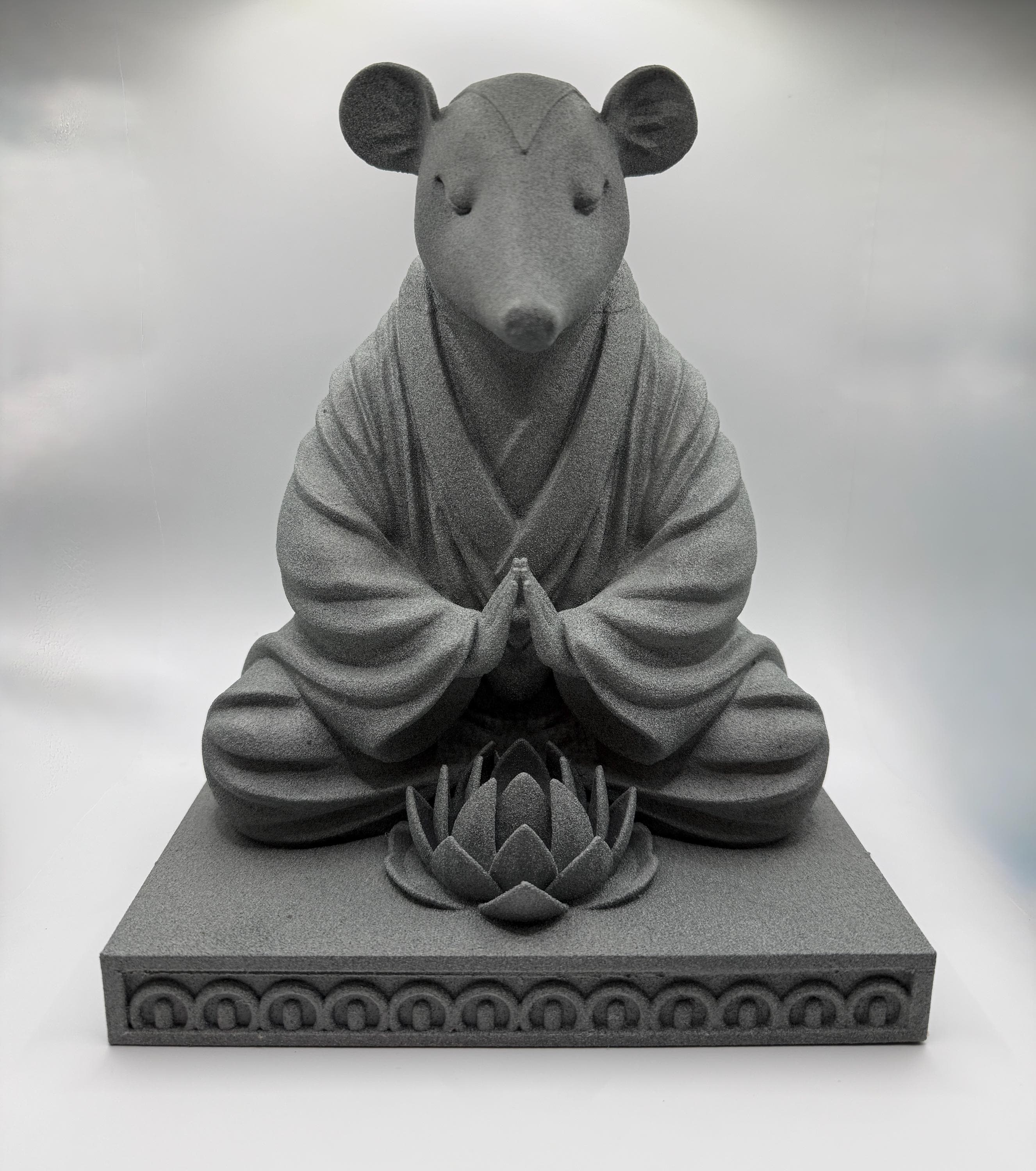 Zen Opossum Garden Statue, Meditating Possum Sculpture, Stone-look