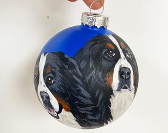 Custom Painted Pet Portrait Ornament - 2 Pets