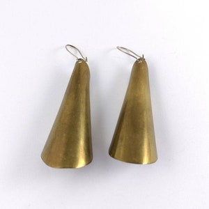 Brass Earrings - Vintage Jewelry - Curved  - Goldtone