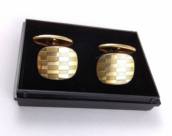 Vintage Cufflinks-Cubes Pattern-Father es Day-Gold-Farbe