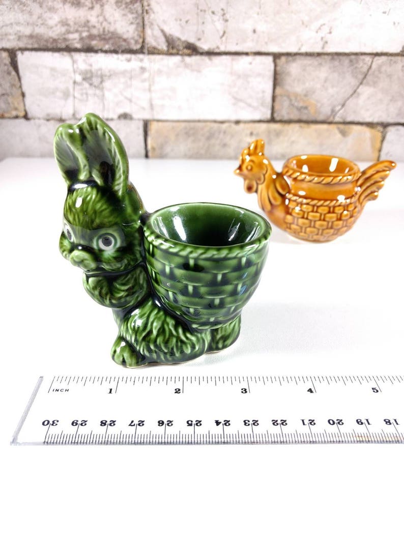 Vintage Easter Egg Cups Easter Bunny Chicken Set of 2 Etsy