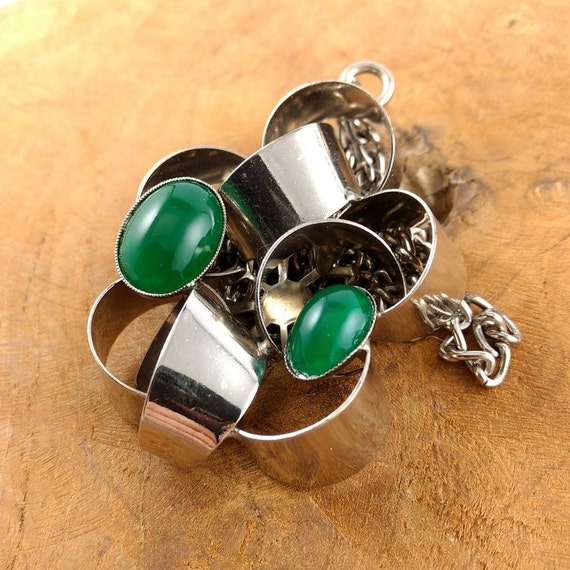 Mid Century Necklace - Green - Modern - Space Age… - image 5