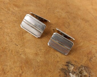 Antique Silver Cufflinks - Stripes - Men Cuff Links - 835 Silver - Jewelry for Men