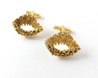 Brutalist Cufflinks - Goldtone - Vintage Jewelry - Modern - Abstract