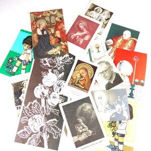 Imagens antigas de oração - Imagens de comunhão vintage - Jesus - Maria - O Papa - Fé - Desenho floral preto e branco