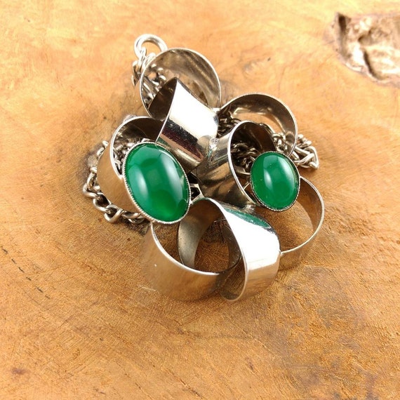 Mid Century Necklace - Green - Modern - Space Age… - image 2