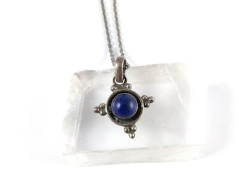 Azurite Silver Necklace-Antique bijoux-Pierre bleue